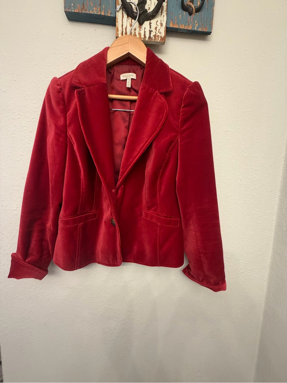 Talbots Crimson Velvet Blazer Jacket